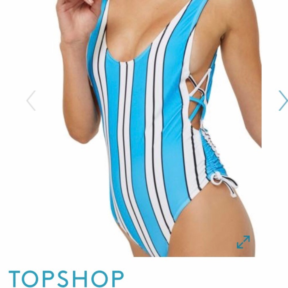 Topshop NWT Blue Striped One Piece Swimsuit